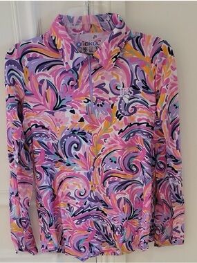 IBKUL Pink Purple Multi-Color Long Sleeve Golf Top